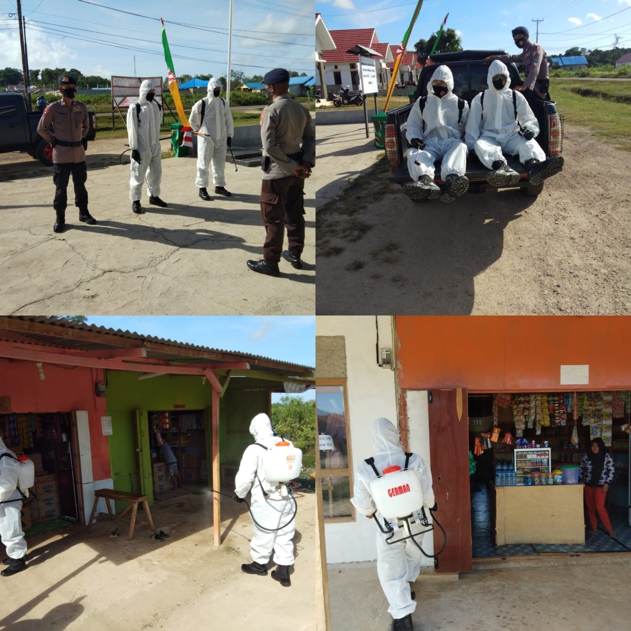 Kompi 4 Brimob Lakukan Penyemprotan Disinfektan