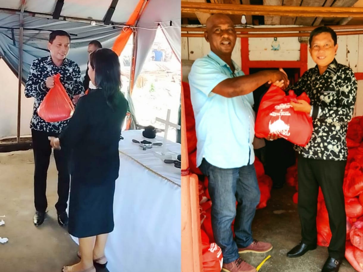 Bodewin Wattimena Bagikan 1000 Paket Sembako Bantuan dari Gubernur ke Masyarakat Kariu & Aboru