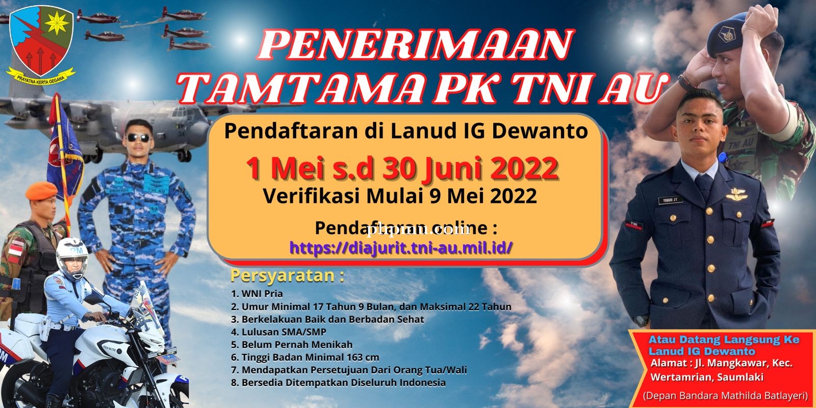 TNI Angkatan Udara IG Dewanto Saumlaki Berpartisipasi Dalam  Pendaftaran Tamtama PK Tahun 2022.